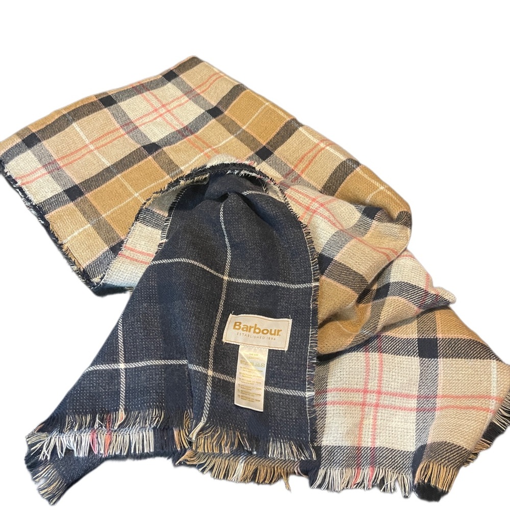 Plaid Barbour scarf wrap